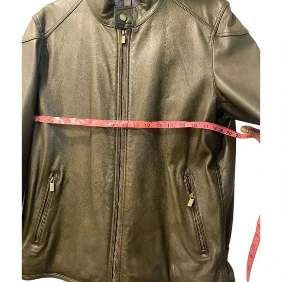 Massimo Dutti Mens Sheep Leather Olive Green Biker Jacket Sz XL - Picture 5 of 9